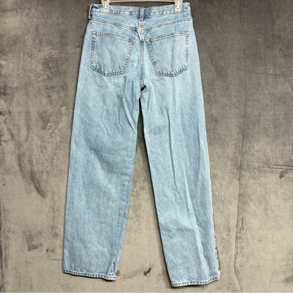 Mid-Rise 90s Baggy Wide-leg Embellished Denim Jeans sz2 Button-Fly Cabincore - Picture 6 of 9